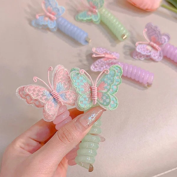 🎀 Butterfly Telephone Wire Hair Bands (2pcs)