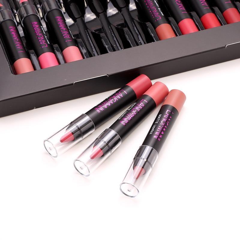 12Pcs Set Matte Long Lasting Lipstick