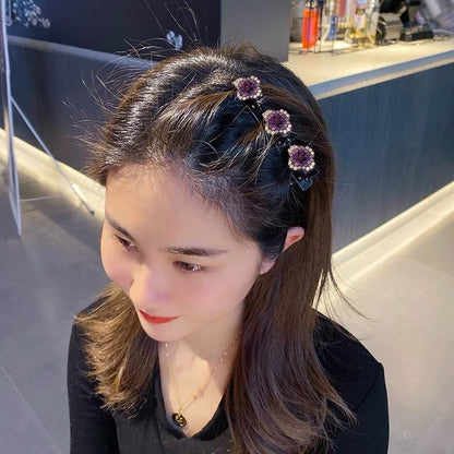 KayHair™ Sparkling Crystal Stone Braided Hair Clips